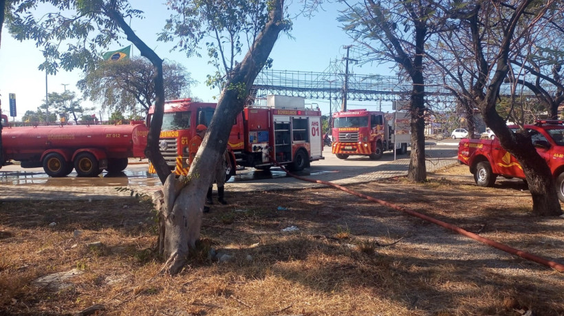 Incêndio na vegetação no Parque do Cocó, próximo à BR-116