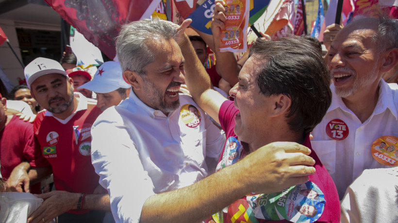 Governador Elmano de Freitas e candidato do PT a prefeito de Fortaleza, Evandro Leitão