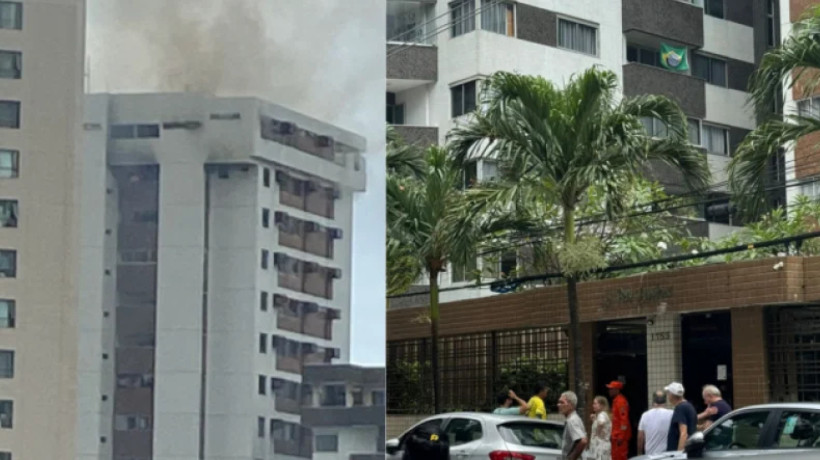 Incêndio aconteceu na manhã deste domingo, 15, em edifício na Rua dos Navegantes, em Boa Viagem