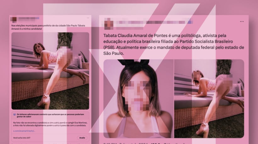 Postagens com fotos sensuais e manipuladas associam Tabata Amaral à criadora de conteúdo adulto