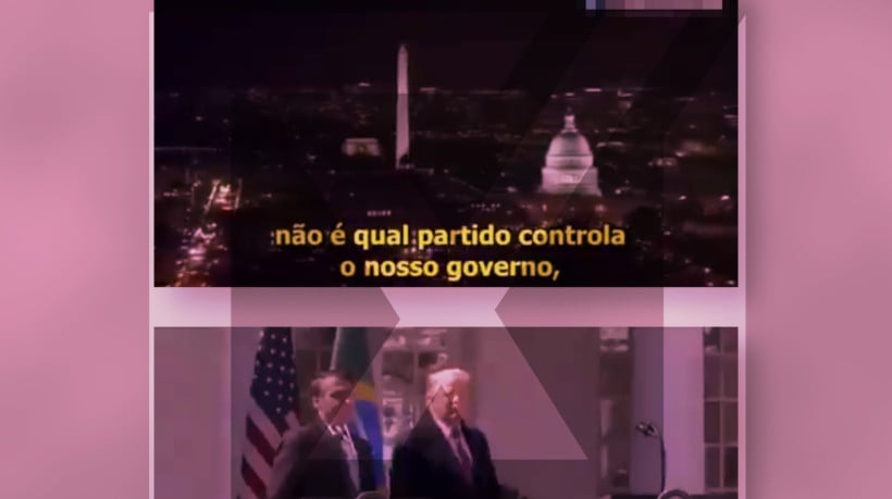 É adulterada a versão de um vídeo da campanha de Trump à presidência dos Estados Unidos em 2020 que tem sido reproduzida por perfis brasileiros com a adição de uma cena envolvendo Bolsonaro