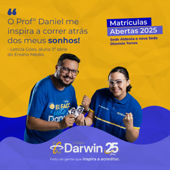 A nova campanha de matrículas 2025 do Colégio Darwin foi pensada estrategicamente pela Desencaixa Branding(Foto: Divulgação/Desencaixa Branding)