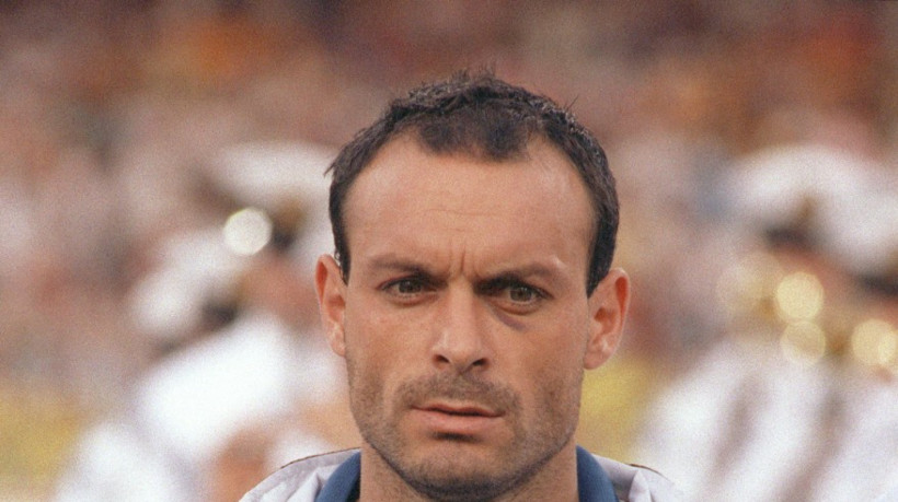 Portrait of Italian forward Salvatore Schillaci taken before the start of the World Cup semifinal soccer match between Italy and Argentina 03 July 1990 in Naples.