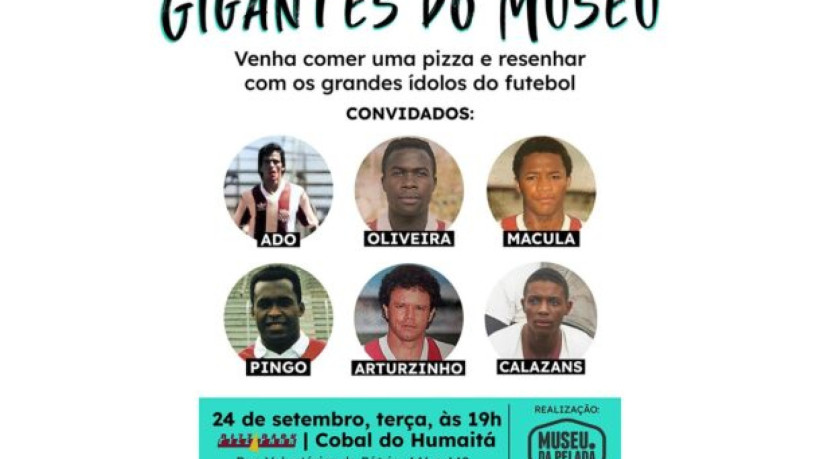 Jogadores históricos estarão na Cobal do Humaitá, zona sul do Rio de Janeiro, para reviver momentos do futebol