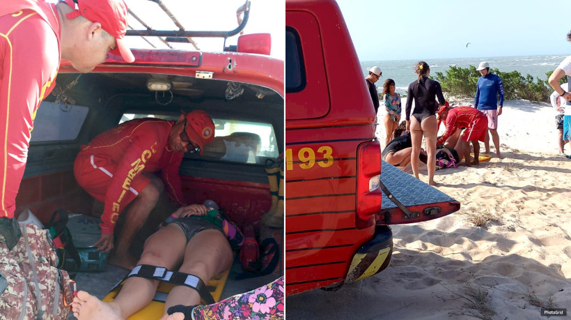 Turista chilena sofre acidente de kitesurf em praia de Guriú no Ceará