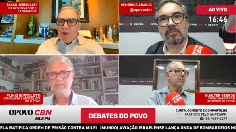 Ex-senador Tasso Jereissati (PSDB) em participação no programa Debates do POVO