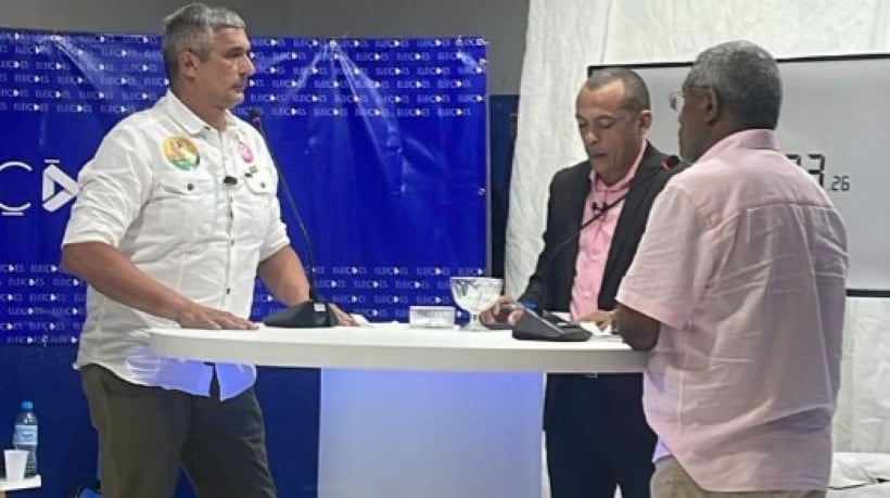 Cel. Aginaldo e Catanho durante debate na TV Cauípe