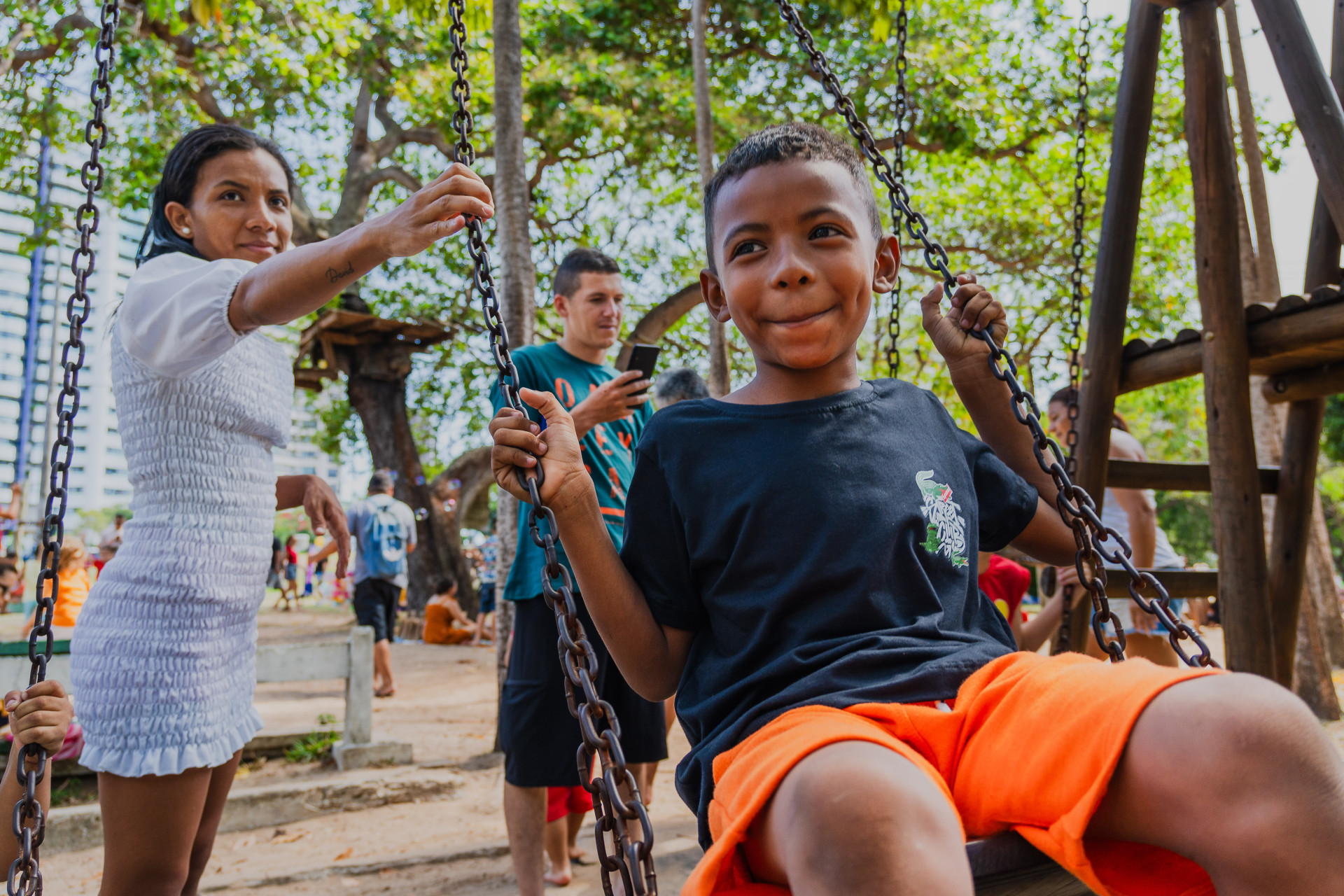 Grande movimentação no Parque do Cocó, no Dia das Crianças  (Foto: FERNANDA BARROS/ O POVO)