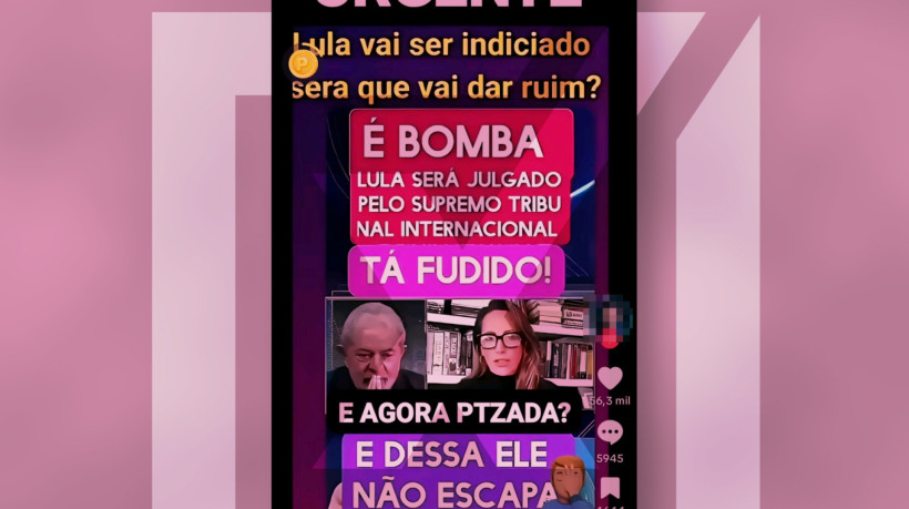 Vídeo mente ao afirmar em legenda que o presidente Lula será julgado por um 