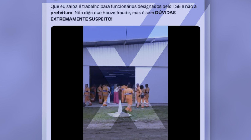 Um vídeo compartilhado mostra o trabalho dos garis e tenta pôr em dúvida o processo eleitoral 