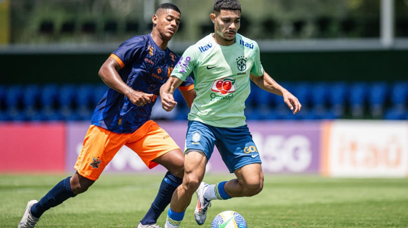 Kauan, volante do Fortaleza, em jogo-treino da Seleção Brasileira sub-20 contra o Nova Iguaçu sub-20