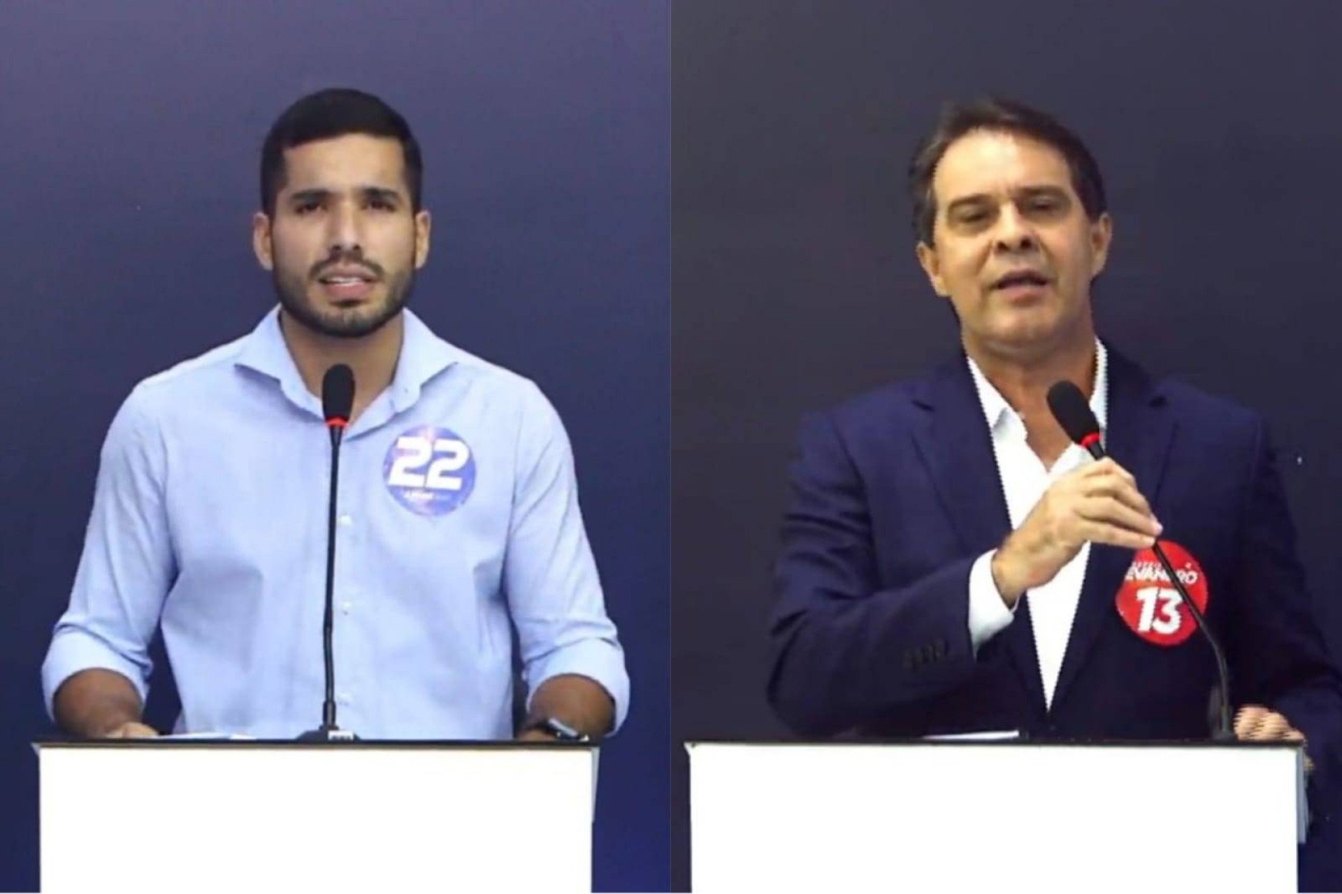 André Fernandes (PL), à esquerda, e Evandro Leitão (PT) disputam a Prefeitura de Fortaleza (Foto: Reprodução/Youtube Band Ceará)