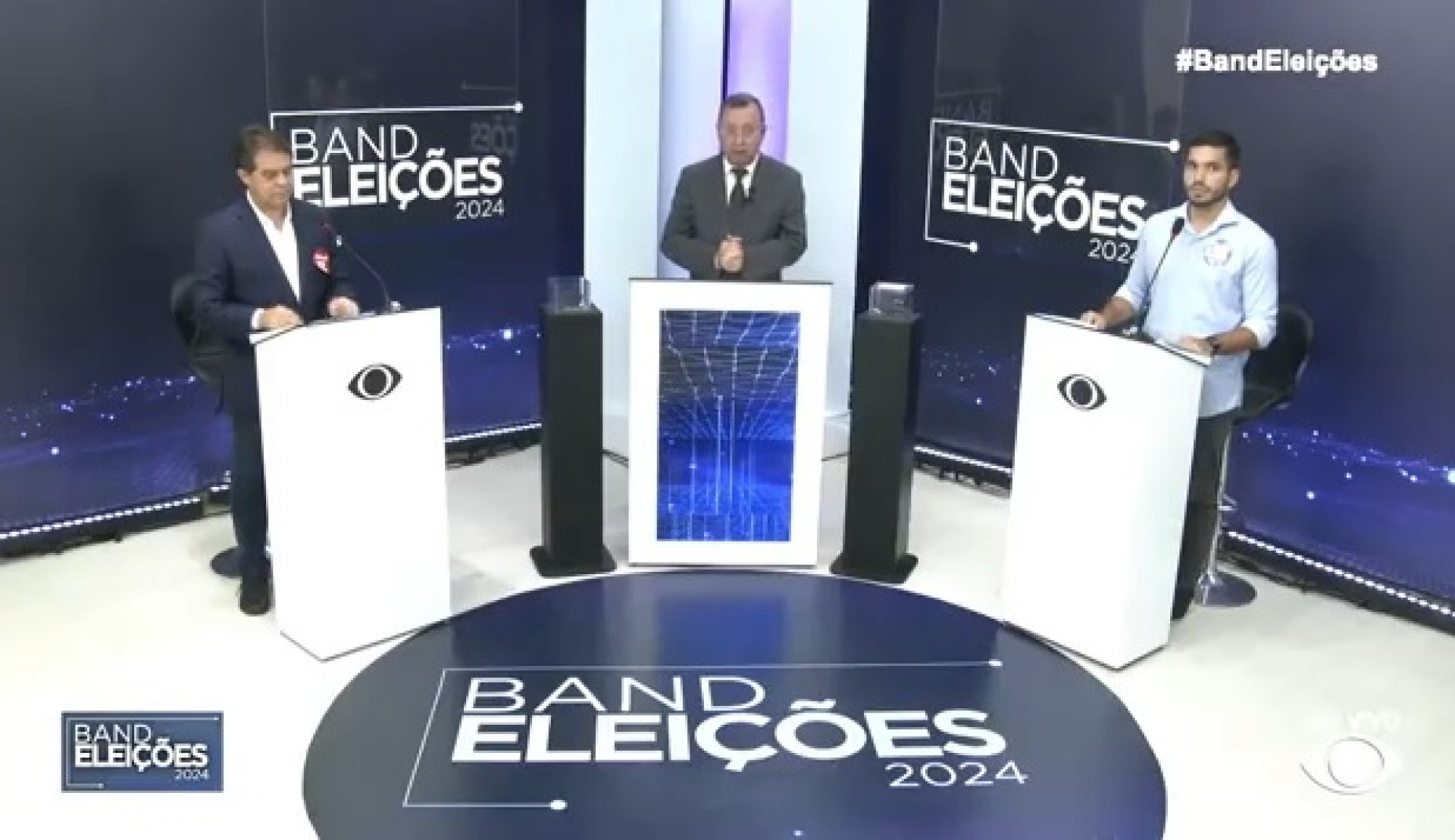 ￼EVANDRO Leitão e André Fernandes no debate da Band (Foto: Reprodução/vídeo)