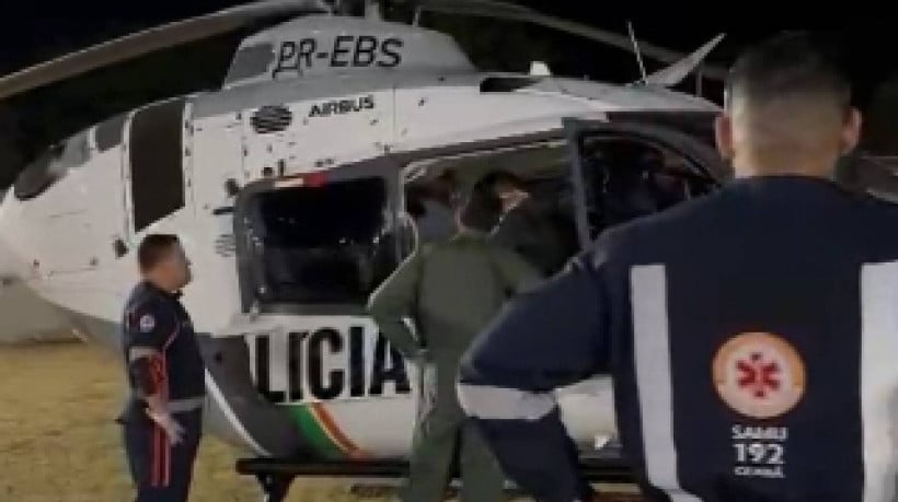 Homem é transportado via helicóptero para hospital em Fortaleza 