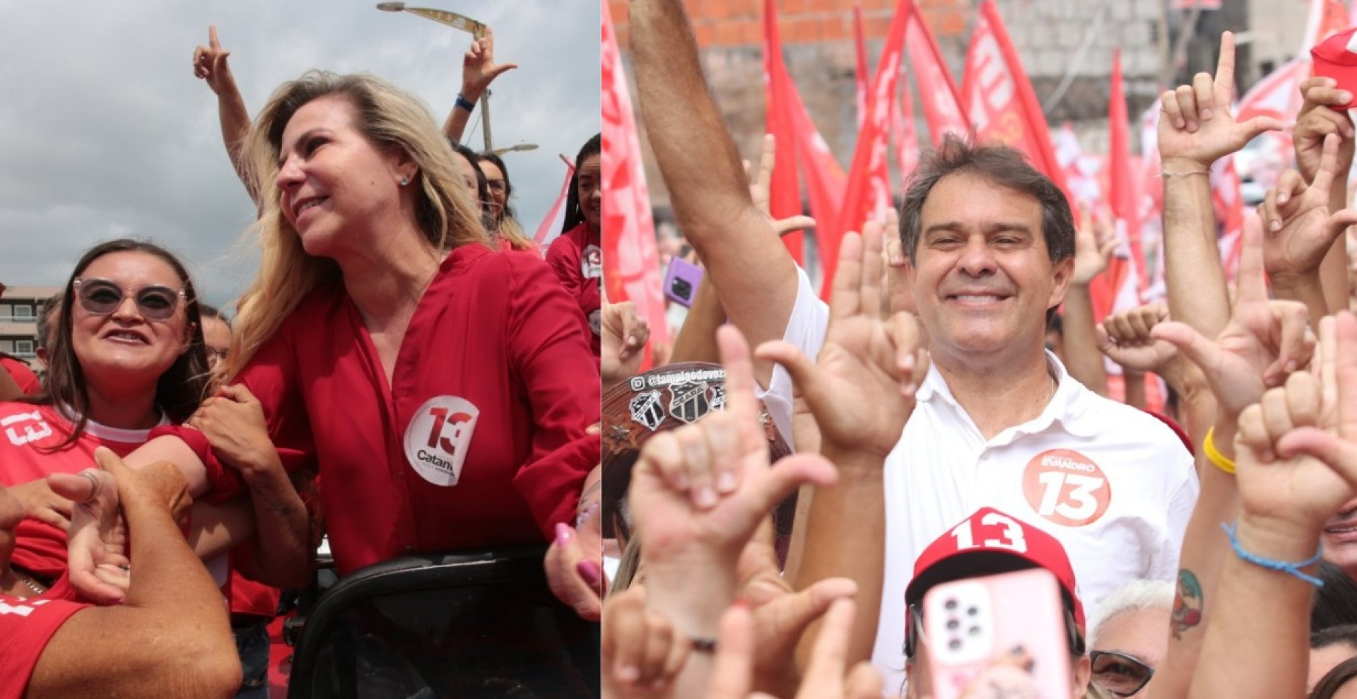 Luizianne e Evandro estiveram em eventos simultâneos no mesmo bairro, mas não se encontraram (Foto: Fabio Lima/Montagem O POVO)