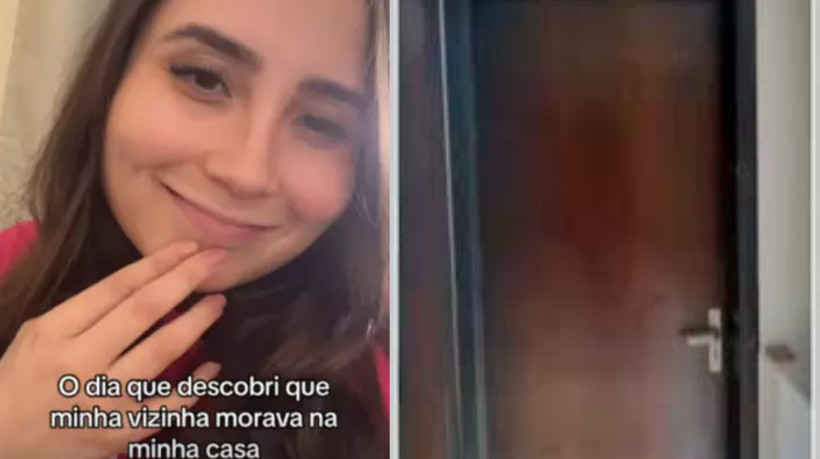 Mulher mostra em vídeo que casa alugada tinha uma porta secreta para a casa da vizinha