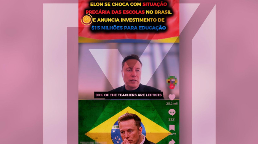 É falso que Elon Musk visitou o Brasil em 2024 e investiu 15 milhões de dólares na construção de escolas no país 