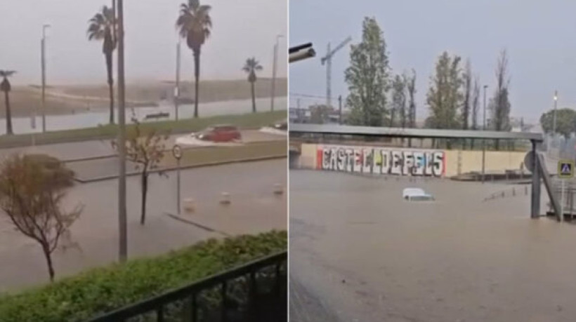 Esposa do atacante do Barça, Anna Lewandowska, compartilhou imagens da entrada da residência após as fortes chuvas no bairro de Castelldefels