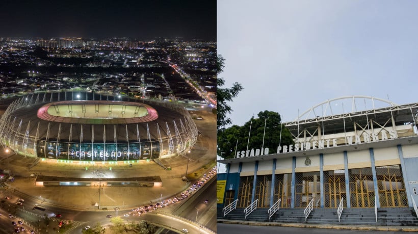 Arena Castelão e Estádio Presidente Vargas, principais praças esportivas de Fortaleza