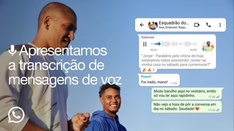 O recurso no WhatsApp será lançado para usuários de iOS e Android nas próximas semanas, com transcrições de voz visíveis apenas para destinatários de mensagens