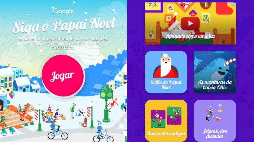 Como já é tradição, o Google reativou seu site temático para o período natalino; confira tudo sobre o Siga o Papai Noel
