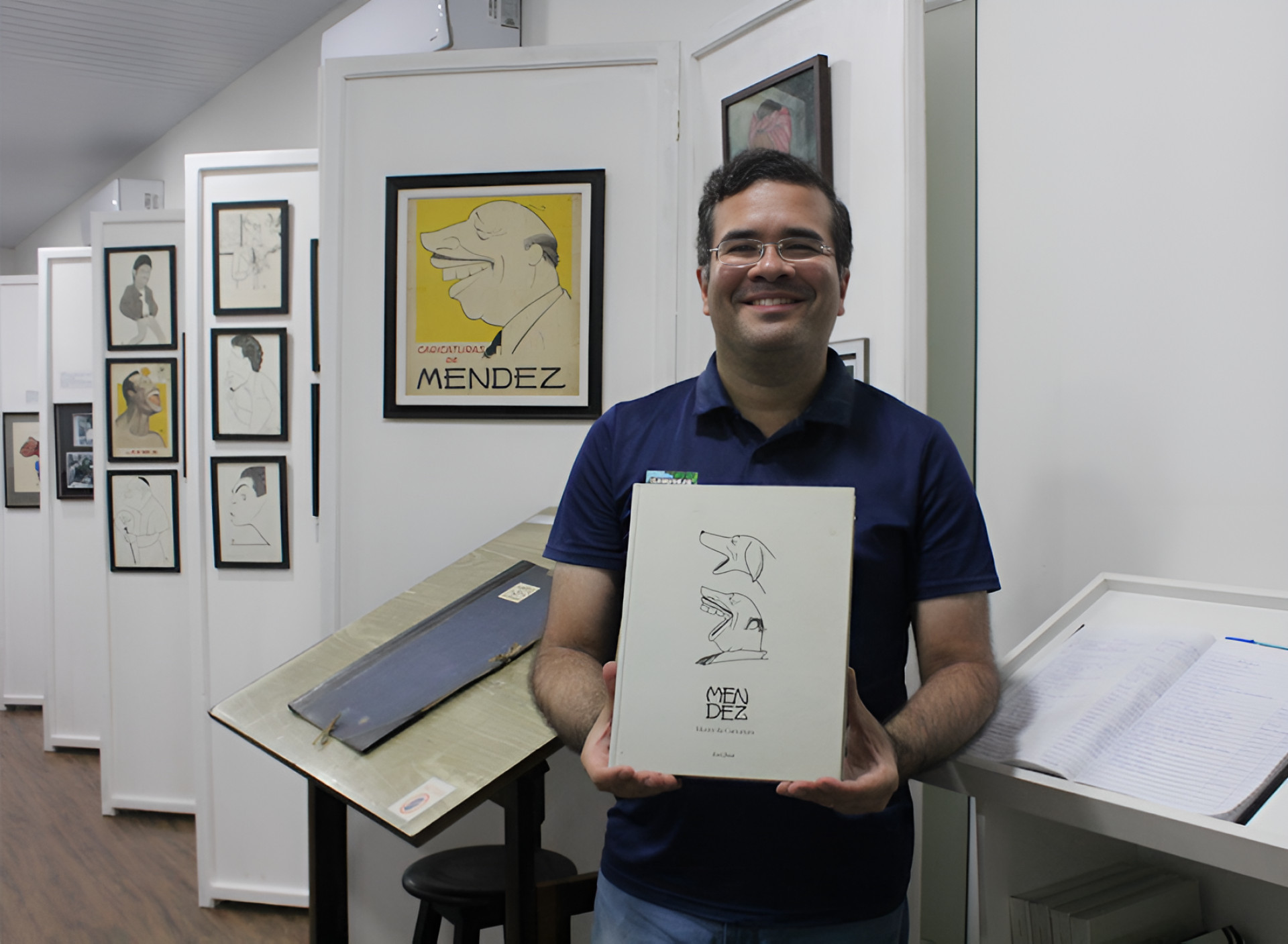 Historiador Levi Jucá é autor do livro Mendez - Mestre da Caricatura e curador da exposição em cartaz na 2ª edição da Mostra Sesc HQ de Pacoti 