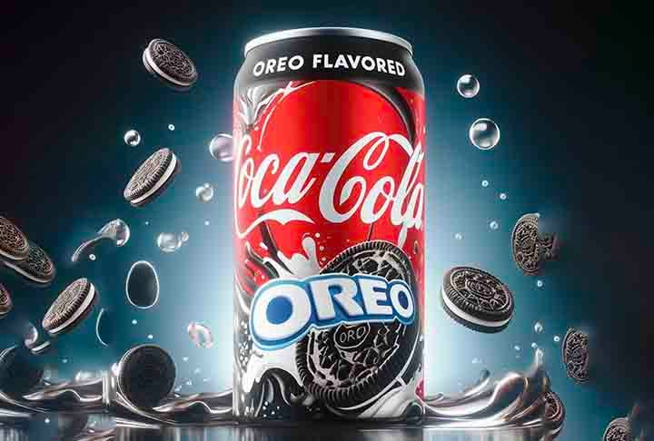 O outro produto da collab é a Coca-Cola Oreo Zero Açúcar, um novo sabor de refrigerante com sabor que remete ao biscoito. 
