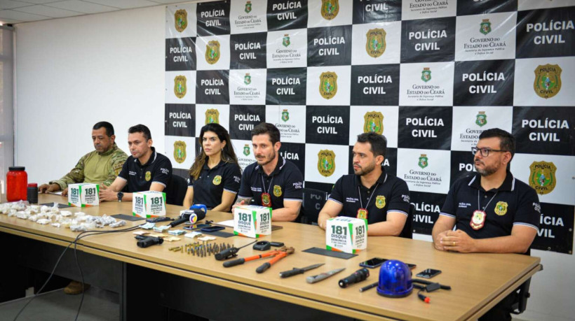 ￼DETALHES da operação foram divulgados durante coletiva de impresa pela Polícia Civil do Ceará, no Cisp, em Fortaleza