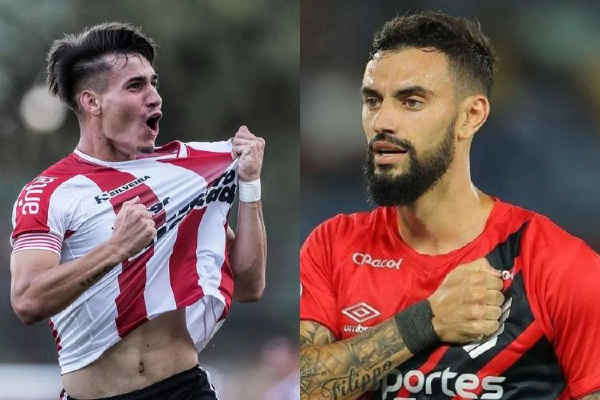 Joaquín Lavega, de 19 anos, foi destaque do River Plate-URU em 2024. Mastriani marcou 16 gols pelo Athletico-PR (Foto: Reprodução/Instagram Joaquín Lavega e José Tramontina/Athletico-PR)