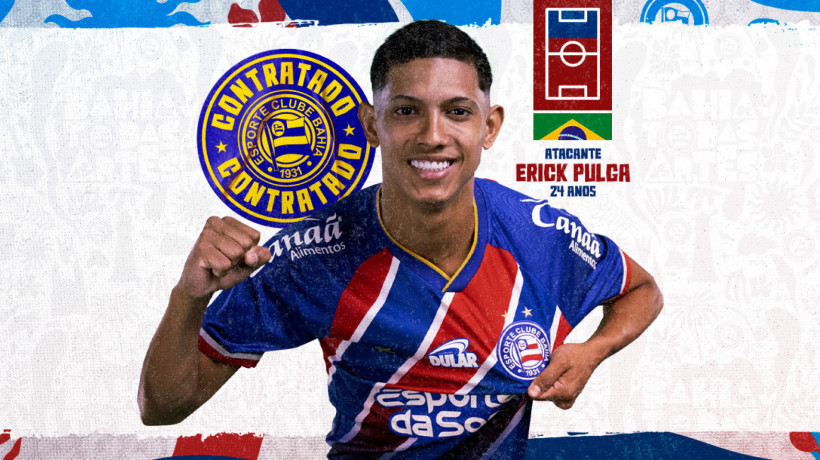 Ex-Ceará, Erick Pulga assinou com o Bahia até 2029. 