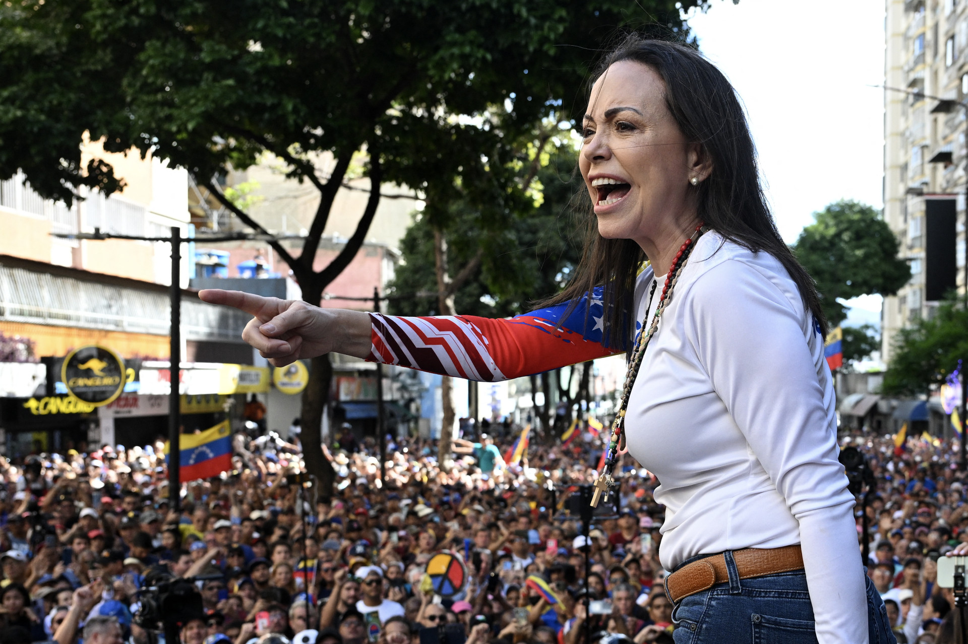 ￼LÍDER da oposição venezuelana Maria Corina Machado  (Foto: Federico PARRA / AFP)