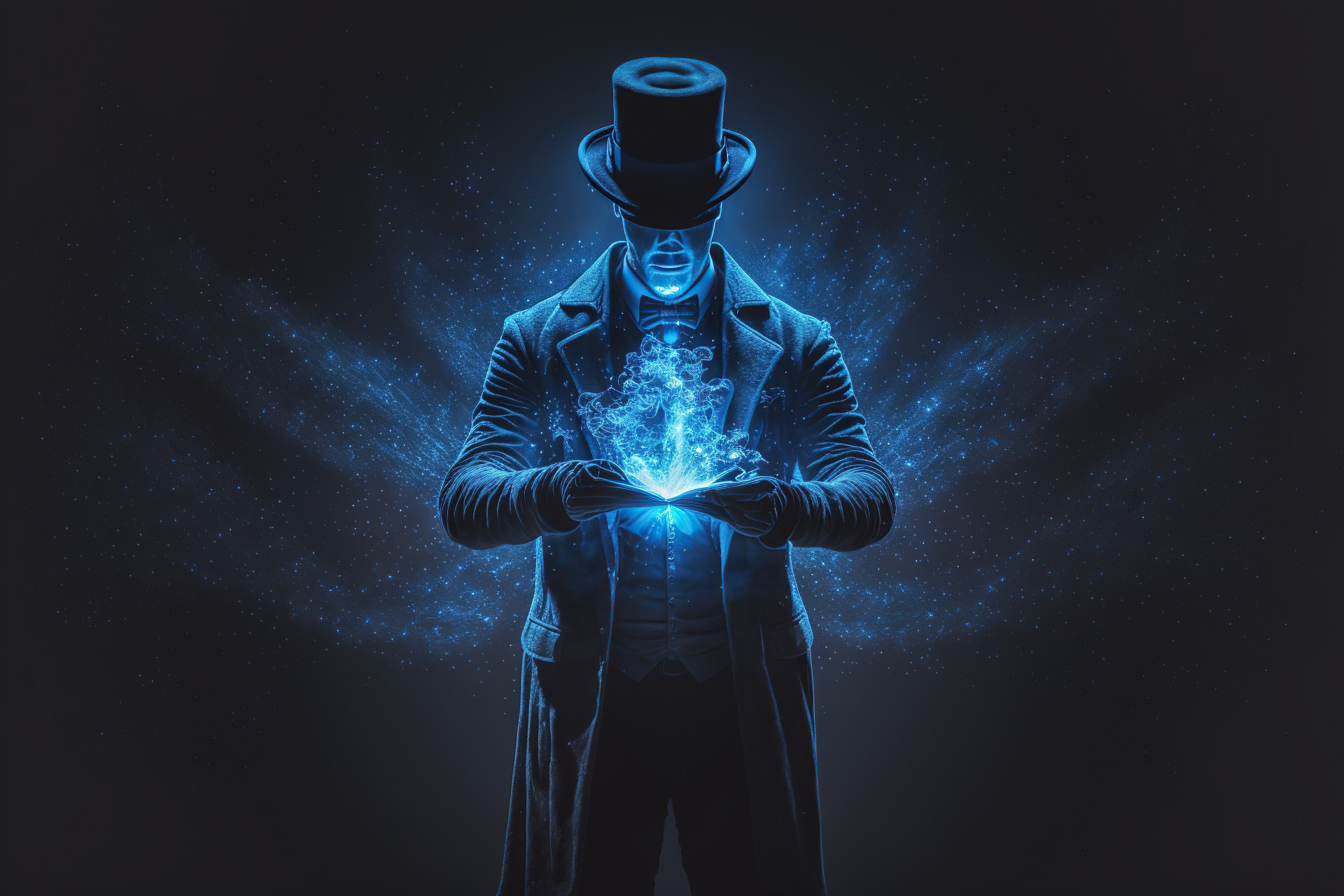 Magician or illusionist is showing magic, dark background (Foto: adobestock)