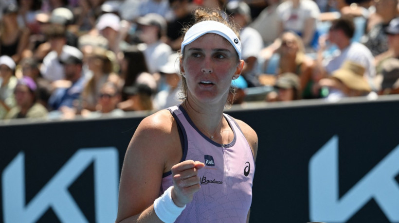 Brazil's Beatriz Haddad Maia reacts while playing against Argentina's Julia Riera during their women's singles match on day three of the Australian Open tennis tournament in Melbourne on January 14, 2025.