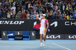 Brazil's Joao Fonseca leaves the court after defeat against Italy's Lorenzo Sonego during their men's singles match on day five of the Australian Open tennis tournament in Melbourne on January 16, 2025.