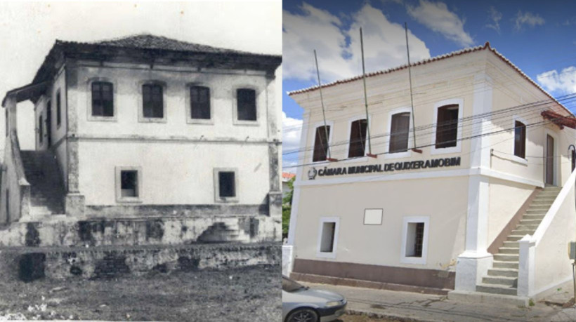 Quixeramobim já declarou a independência do Brasil: na foto, antes (esq.) e depois (dir.) da
Casa de Câmara e Cadeia da cidade