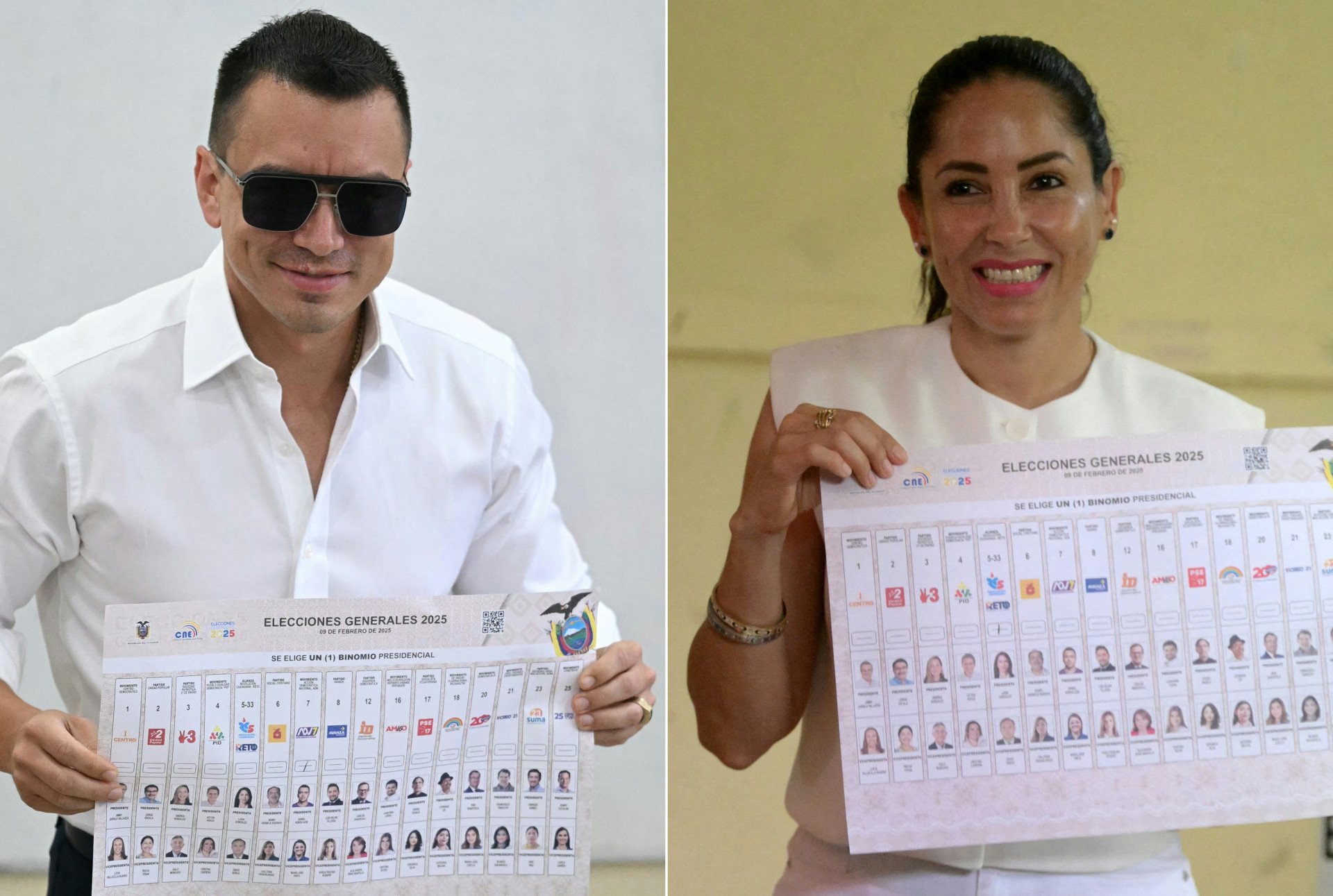 ￼PRESIDENTE Daniel Noboa e Luisa Gonzalez (Foto: MARVIN RECINOS, RODRIGO BUENDIA/ AFP)