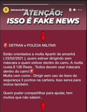 A informação foi negada pelo Detran na ferramenta stories do Instagram do Detran.