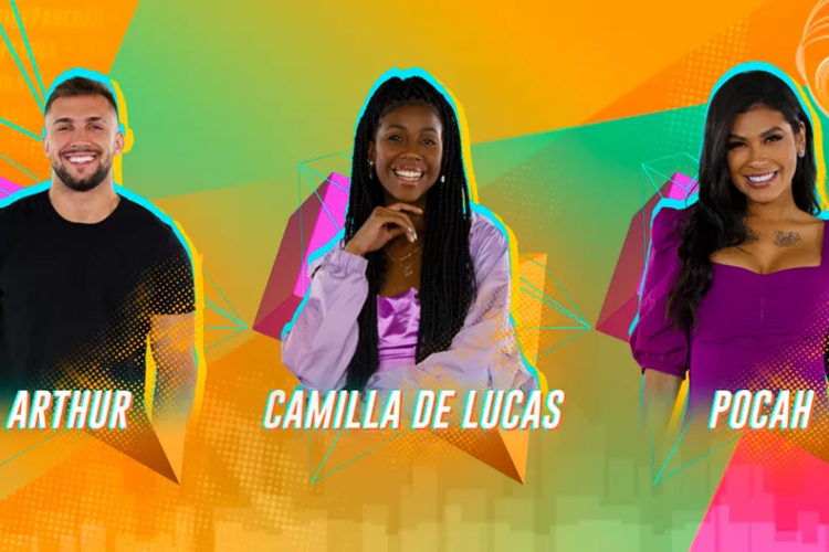 Eliminação acontece na próxima terça-feira, 27, e quem for mais votado pelo público sai do reality show; vote em quem você acha que deve deixar o BBB21: Arthur, Camilla ou Pocah