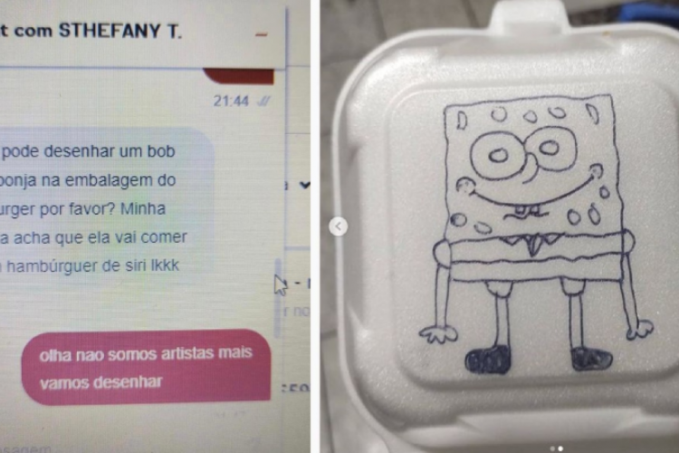 Lanchonete reivindica desenho do Bob Esponja em embalagem de