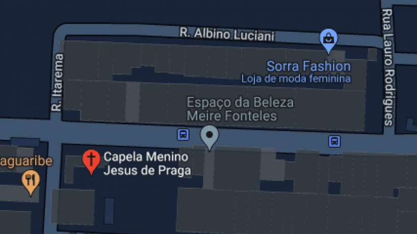 Imediações de onde foi encontrado o artefato explosivo próximo à Capela do Menino Jesus de Praga, no bairro Sumaré, em Fortaleza(foto: Reprodução / Google Maps)