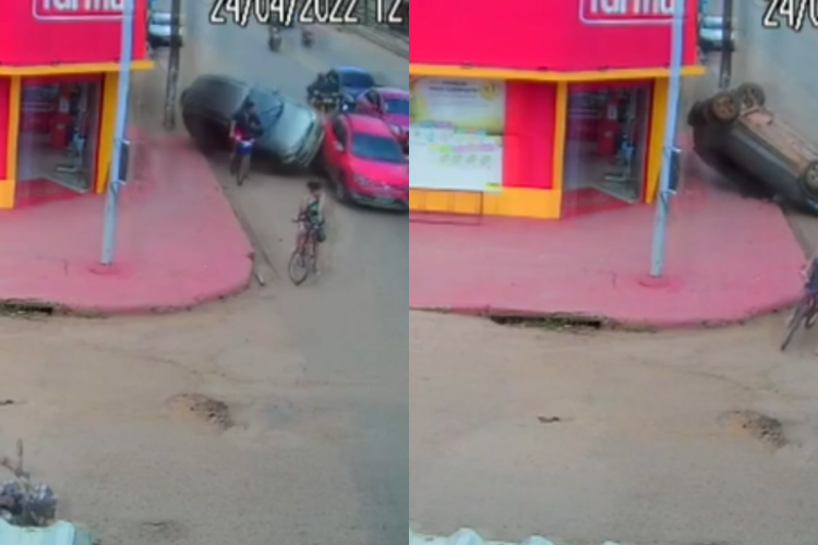 Um ciclista foi imprensado por um carro em uma avenida de Porto Velho, Rondônia