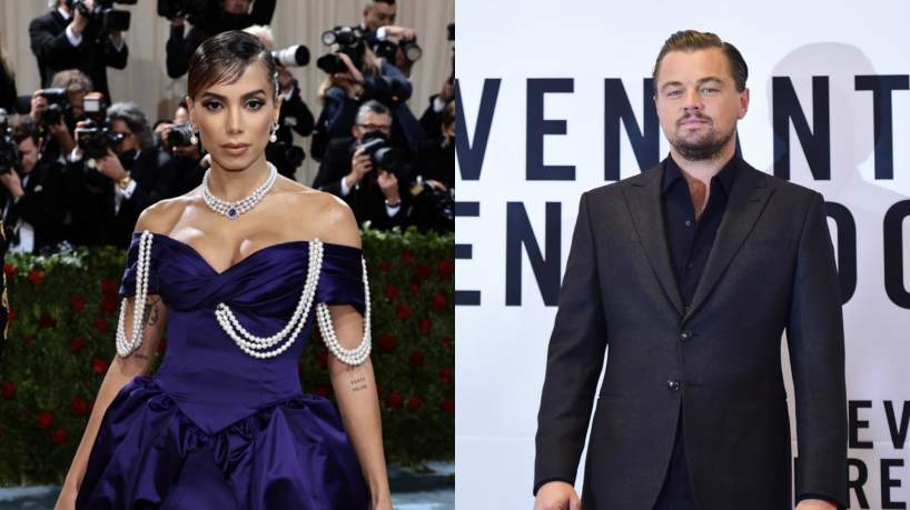 O encontro de Anitta e Leonardo DiCaprio aconteceu no Met Gala, em Nova York, EUA.(foto: Montagem/Jamie McCarthy e Ronaldo Schemidt/AFP)