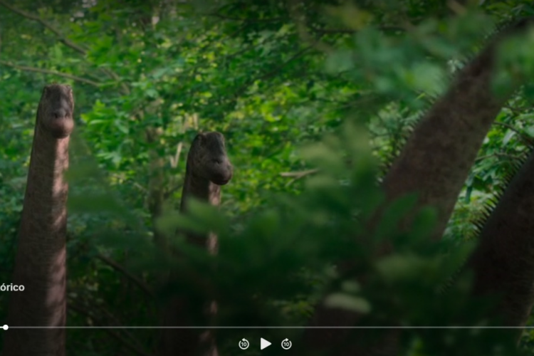 Nas cenas iniciais, o documentário Planeta Pré-Histórico apresenta um grupo de Austroposeidon caminhando pela floresta.