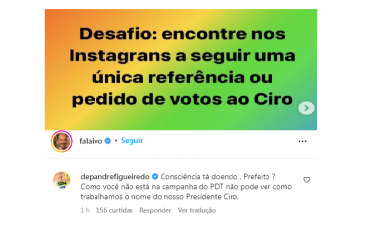 Ivo Gomes acusa RC e outros políticos de não pedirem voto para CIro Gomes.