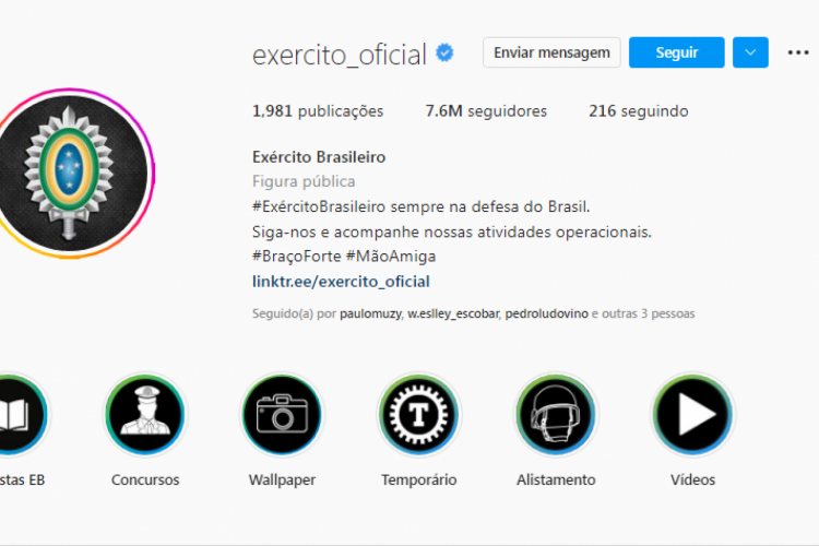 Perfil do Exército ganhou 5,5 milhões de seguidores após fake news bolsonarista. 