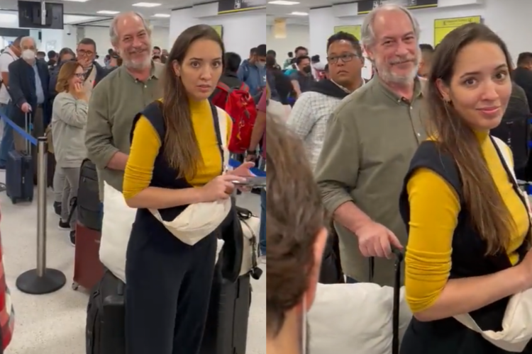 Ciro Gomes com a esposa Giselle enquanto é hostilizado em aeroporto de Miami.