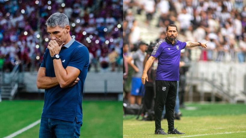 Técnicos Juan Pablo Vojvoda e Gustavo Morínigo, de Fortaleza e Ceará