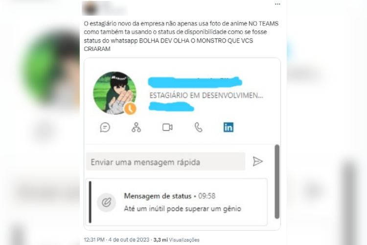 Estagiário usa foto de anime em rede social profissional e viraliza
