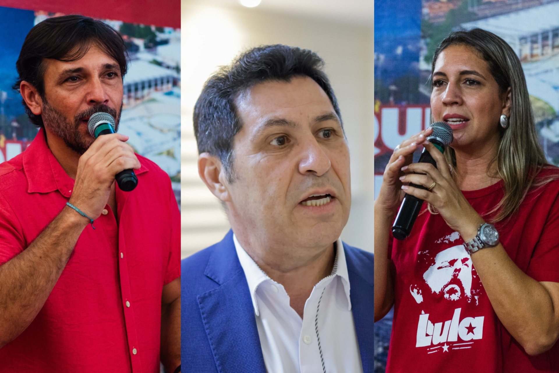 Os deputados petistas Guilherme Sampaio, De Assis Diniz e Larissa Gaspar, reagiram as declarações de Ciro Gomes (PDT) sobre o ministro da Educação, Camilo Santana (PT).  (Foto: Fernanda Barros e Aurélio Alves/O POVO)