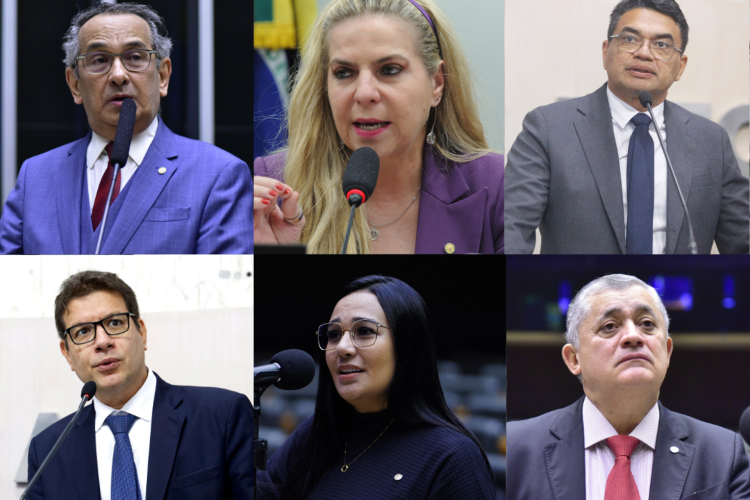 Em cima: deputados federais Dr. Jaziel e Luizianne Lins e deputado estadual Sargento Reginauro. Na outra linha, deputado estadual Renato Roseno e deputados federais Dayany Bittencourt e José Guimarães